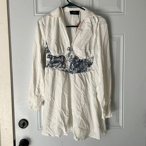 Toile de Jouy Patchy Shirt Dress